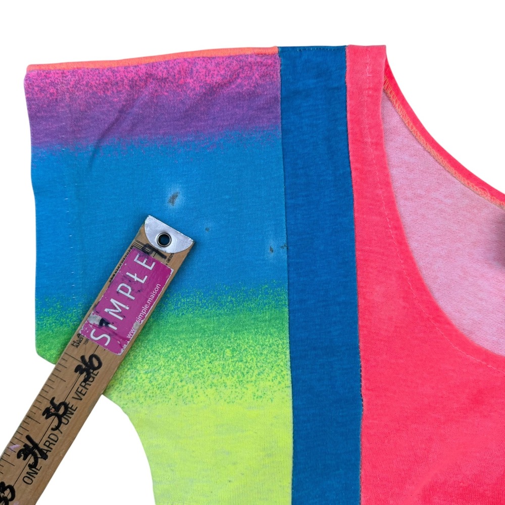 Vintage Neon Tie Dye 2Pc Set Suspender Crop Top Harem Pants Dopamine Dressing M - Picture 14 of 16